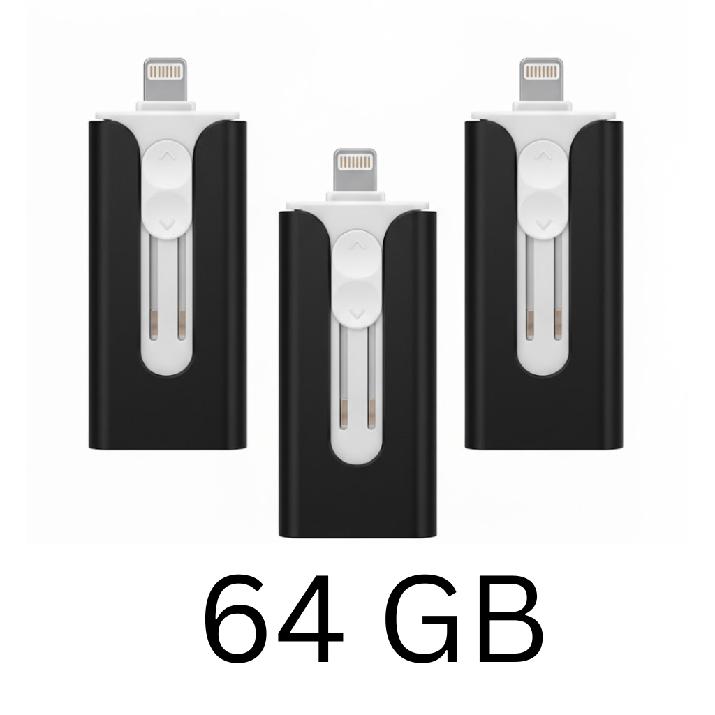 PowerDrive™ USB – 4-i-1 USB-minne (iPhone / USB-A / USB-C)