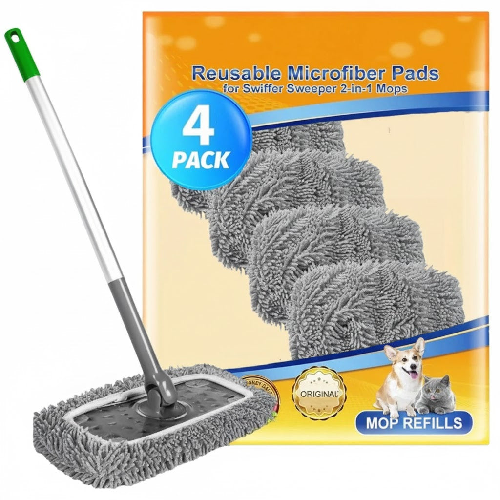 MoppVän™ – Återanvändbara Mikrofiber Moppdynor för Smidig och Hållbar Golvvård