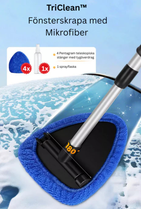 TriClean™ Fönsterskrapa med Mikrofiber