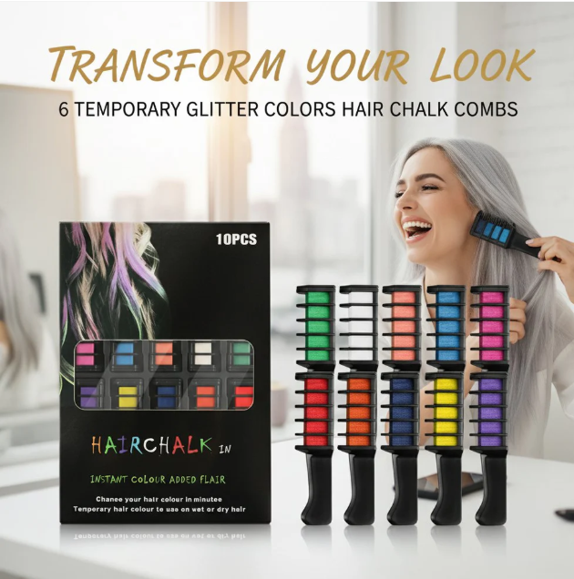 Färglycka™ - Festliga roliga hårkritkammar