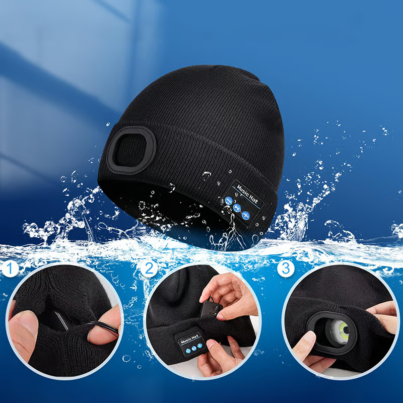 LjusMössa™ 3-i-1 - Bluetooth-mössa med inbyggt LED-ljus