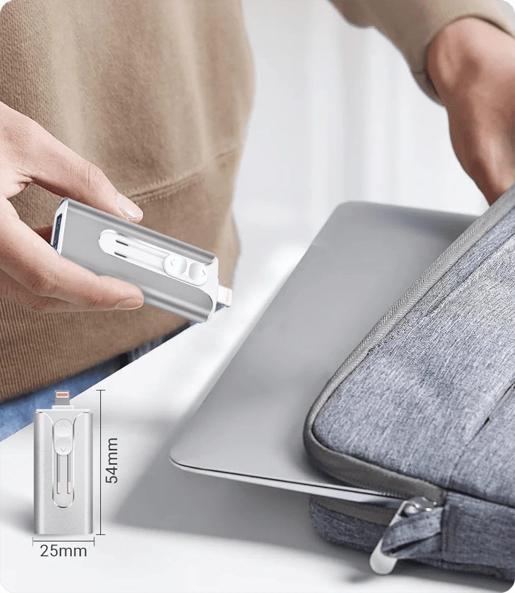 PowerDrive™ USB – 4-i-1 USB-minne (iPhone / USB-A / USB-C)